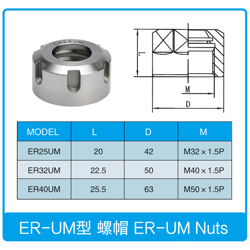 ER nut ER25UM ER32UM ER40UM ER50UM collets chuck nuts for CNC tool holders